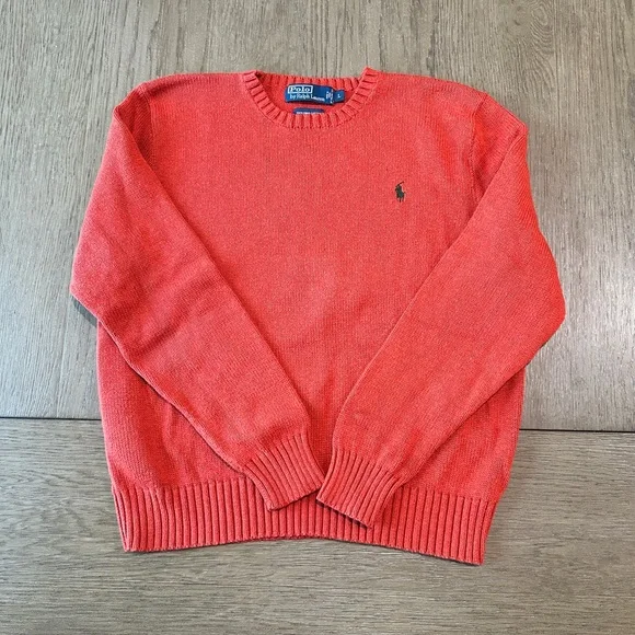 Polo by Ralph Lauren Men’s Crew Neck Sweater Size Large Orange - Picture 2 of 7
